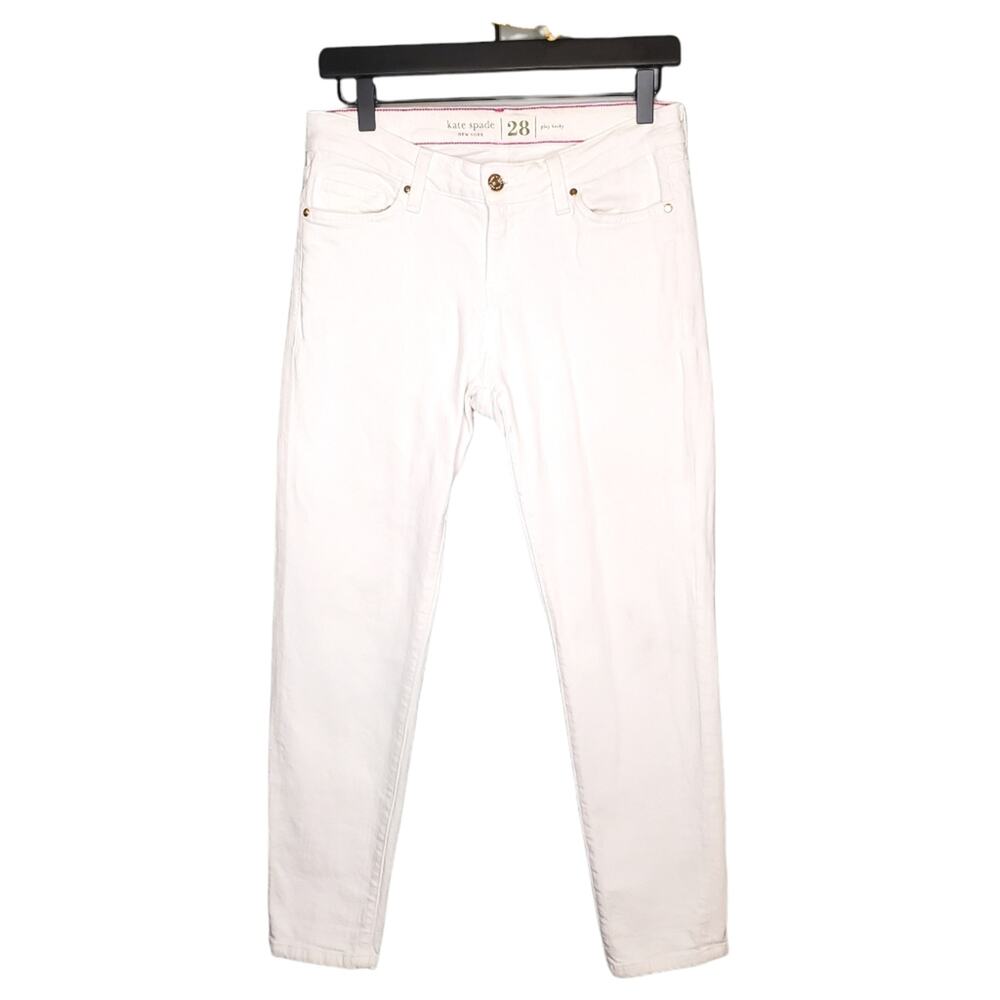 🔥 Kate Spade Play Hooky Broome Street White Skinny Jeans Women's 28 Mid Rise - Picture 4 of 16